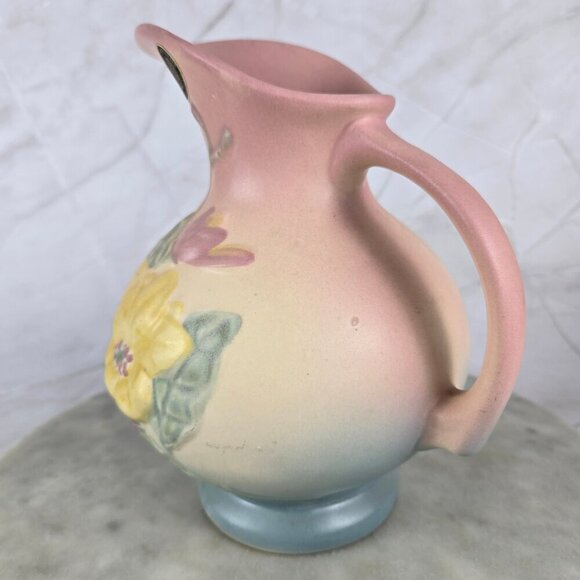 Vintage Hull Pottery Magnolia Matte Ewer Pink Yellow Blue Green Collectible - Picture 6 of 15